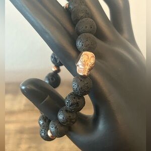Lava Stone Skull Stretch Bracelet